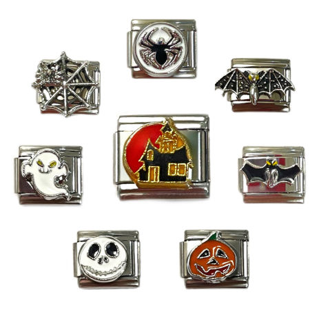 Image de 1 Pièce Bracelet à Maillons Breloques Italiens Accessories de Fabrication de Bracelets Bijoux DIY Halloween en Acier Inoxydable Argent Mat Rectangle 10mm x 9mm