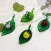 Picture of Lampwork Glass Insect Pendants Green Leaf 3D 5cm x 2.4cm