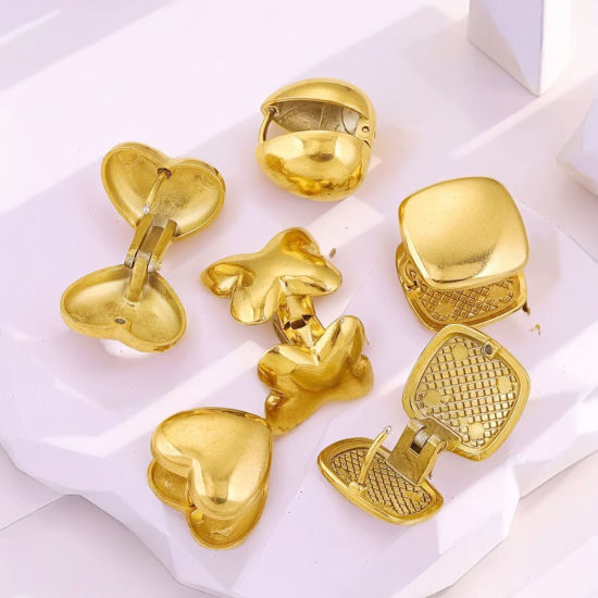 Picture of Vacuum Plating 304 Stainless Steel Ear Clips Earrings 18K Gold Plated Geometric