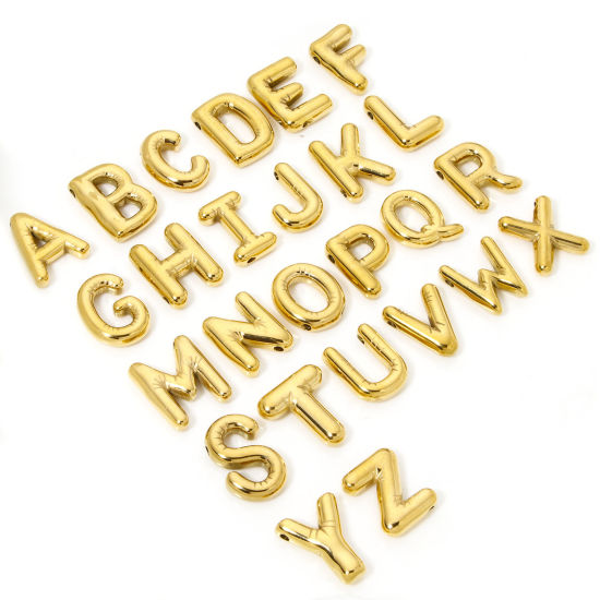 Изображение 2 ШТ Экологически чистое вакуумное покрытие 304 Нержавеющая Сталь Подвески 18K позолоченный прописная буква Сообщение " A-Z "