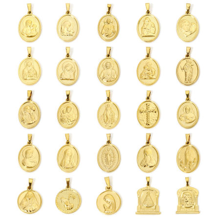 Bild von 2 Stück Vakuumbeschichtung 304 Edelstahl Religiös Charm-Anhänger 18K Vergoldet Heilige Maria Mutter Gottes 3cm x 1.6cm