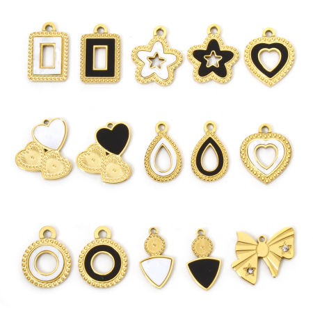 Bild von 2 Stück 304 Edelstahl & Natürliche Muschel Charms Geometrie 18K Vergoldet