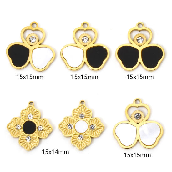 Picture of 304 Stainless Steel & Natural Shell Flora Collection Charms 18K Gold Plated