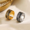 Picture of Vacuum Plating Stylish Retro Multicolor 304 Stainless Steel Open Geometric Enamel Rings Unisex Party