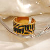 Picture of Vacuum Plating Stylish Retro Multicolor 304 Stainless Steel Open Geometric Enamel Rings Unisex Party