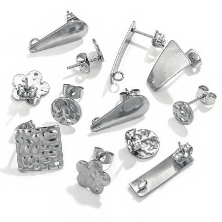 20 Pcs Boucle d'Oreille à Tige avec Accessoires de Connecteur de Boucle en 304 Acier Inoxydable Géométrique Argent Mat Epaisseur de Fil: (20 gauge)