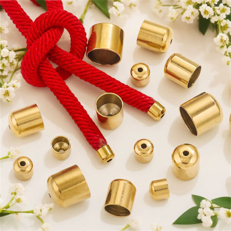 304 Stainless Steel Cord End Caps For Necklace Bracelet Jewelry Making Cylinder