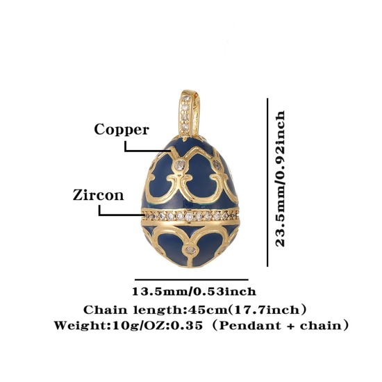 Image de 1 Pièce Breloques Jour de Pâques en Laiton Respectueux de la Nature Œuf de Pâques Plaqué Or Véritable 18K Multicolore Motif Sculpté Émail 23.5mm x 13.5mm