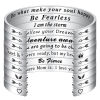Picture of 304 Stainless Steel Positive Quotes Energy Open Cuff Bangles Bracelets Silver Tone English Vocabulary 7cm x 5cm