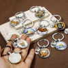 Picture of 304 Stainless Steel & Resin Keychain & Keyring Silver Tone Beer Mug Hat 5.9cm x 2.8cm