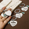 Picture of 304 Stainless Steel Christmas Keychain & Keyring Silver Tone Heart Christmas Tree 6.1cm x 3.3cm