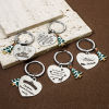 Picture of 304 Stainless Steel Christmas Keychain & Keyring Silver Tone Heart Christmas Tree 6.1cm x 3.3cm