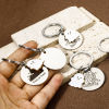 Picture of 304 Stainless Steel Halloween Keychain & Keyring Silver Tone Round Halloween Ghost 6cm x 3cm