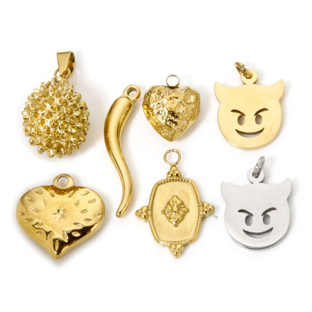 Vacuum Plating 304 Stainless Steel Simple Charms Multicolor Halloween Devil Hollow