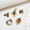 Picture of Eco-friendly Brass Christmas Charms 18K Real Gold Plated Multicolour Cubic Zirconia