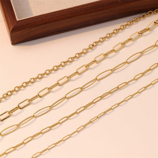 Image de 1 Pièce Hypoallergénique Simple & Décontracté Colliers Chaîne à Maillons Faite à la Main Simple en 304 Acier Inoxydable Plaqué Or Véritable 14K Pour Femmes Fête