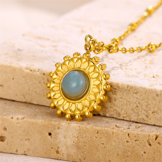 Imagen de 1 Unidad Enchapado al Vacío Sencillo & Casual Religión Chapado en Oro de 18K 304 Acero Inoxidable & Piedra Cadenas Bola Cruz Rosa Collar con Colgante Para Mujeres Fiesta