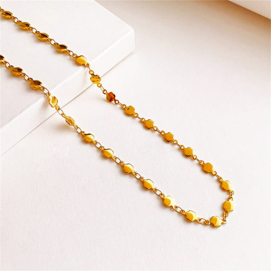 Picture of Eco-friendly Simple & Casual Simple Real Gold Plated 304 Stainless Steel Handmade Link Chain Polygon Necklace Unisex Back to School