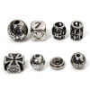 Picture of 304 Stainless Steel Beads For DIY Jewelry Making Antique Silver Color Carved Pattern