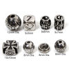 Picture of 304 Stainless Steel Beads For DIY Jewelry Making Antique Silver Color Carved Pattern