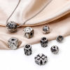 Picture of 304 Stainless Steel Beads For DIY Jewelry Making Antique Silver Color Carved Pattern