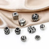 Picture of 304 Stainless Steel Beads For DIY Jewelry Making Antique Silver Color Carved Pattern