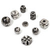 Picture of 304 Stainless Steel Beads For DIY Jewelry Making Antique Silver Color Carved Pattern
