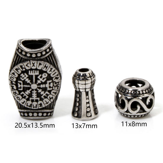 Image de 1 Pièce Perles pour DIY Fabrication de Bijoux en 304 Acier Inoxydable Géométrique Argent Vieilli Texture