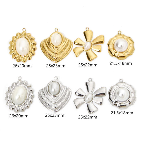 Picture of 304 Stainless Steel Charms Acrylic Imitation Pearl