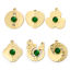 Picture of Vacuum Plating 304 Stainless Steel Charms 18K Gold Plated Green Geometric With Glass Cabochons