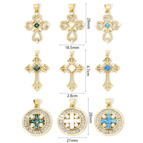 Image de 1 Pièce Pendentif Breloque Religieux en Laiton Plaqué Or 18K Opale Imitation
