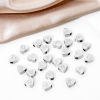 Picture of 304 Stainless Steel Valentine's Day Beads For DIY Jewelry Making Heart Silver Tone Capital Alphabet Initial Letter Message " A-Z " 8mm x 7mm, Hole: Approx 2mm