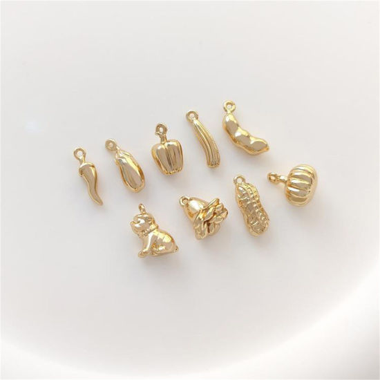 Picture of Eco-friendly Brass Charms 14K Real Gold Plated Vegetable Animal 3D