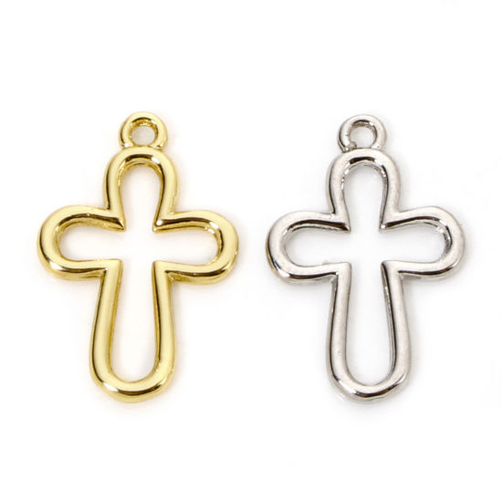 Bild von Messing Religiös Charms Bunt Kreuz 18mm x 12mm