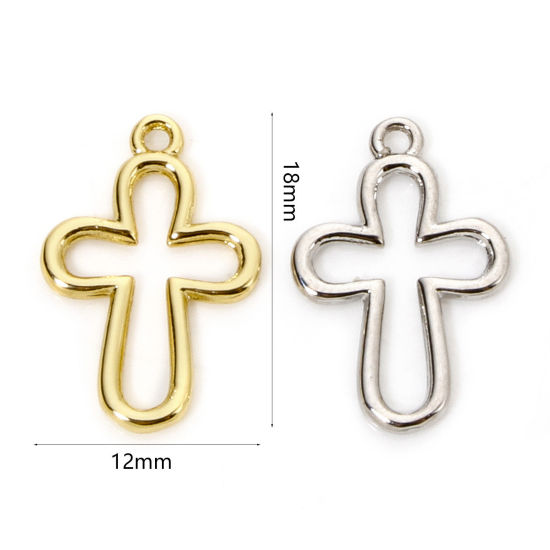 Bild von Messing Religiös Charms Bunt Kreuz 18mm x 12mm