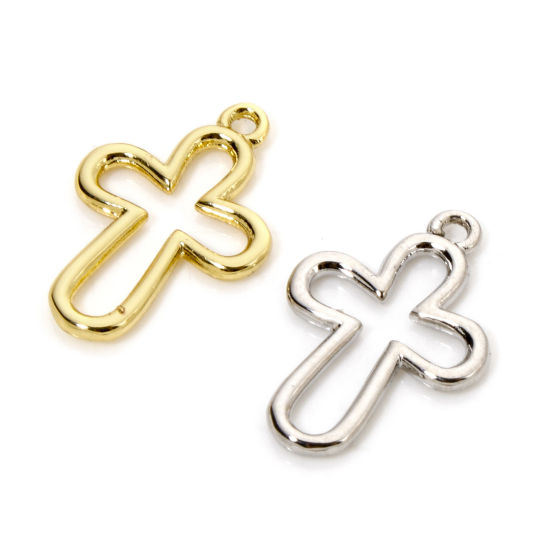 Bild von Messing Religiös Charms Bunt Kreuz 18mm x 12mm