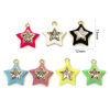 Picture of Brass Charms 18K Gold Plated Multicolor Pentagram Star Enamel Clear Rhinestone 13mm x 12mm