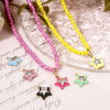 Picture of Brass Charms 18K Gold Plated Multicolor Pentagram Star Enamel Clear Rhinestone 13mm x 12mm