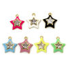 Picture of Brass Charms 18K Gold Plated Multicolor Pentagram Star Enamel Clear Rhinestone 13mm x 12mm
