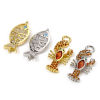 Image de 1 Pièce Breloques Bijoux d'Océan en Laiton Homard Poisson Micro Pave à Zircone Cubique Multicolore