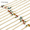 Imagen de 1 Unidad Enchapado al Vacío 304 Acero Inoxidable Lentejuelas Esmaltadas Cable Cadena Cruz Pulseras Chapado en Oro de 18K Multicolor Cereza Brillo 17cm longitud