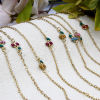 Imagen de 1 Unidad Enchapado al Vacío 304 Acero Inoxidable Lentejuelas Esmaltadas Cable Cadena Cruz Pulseras Chapado en Oro de 18K Multicolor Cereza Brillo 17cm longitud