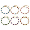 Picture of Vacuum Plating 304 Stainless Steel Enamelled Sequins Handmade Link Chain Bracelets 18K Gold Plated Multicolor Marquise Glitter 17cm(6.7") long