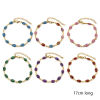 Picture of Vacuum Plating 304 Stainless Steel Enamelled Sequins Handmade Link Chain Bracelets 18K Gold Plated Multicolor Marquise Glitter 17cm(6.7") long