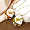 Picture of Eco-friendly Vacuum Plating 304 Stainless Steel Flora Collection Pendants Gold Plated Enamel