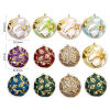 Picture of Eco-friendly Vacuum Plating 304 Stainless Steel & Rhinestone Flora Collection Charmes Gold Plated Round Disc Enamel