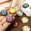 Picture of Eco-friendly Vacuum Plating 304 Stainless Steel & Rhinestone Flora Collection Charmes Gold Plated Round Disc Enamel