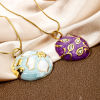 Picture of Eco-friendly Vacuum Plating 304 Stainless Steel & Rhinestone Flora Collection Charmes Gold Plated Round Disc Enamel
