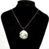 Picture of Eco-friendly Vacuum Plating 304 Stainless Steel & Rhinestone Flora Collection Charmes Gold Plated Round Disc Enamel