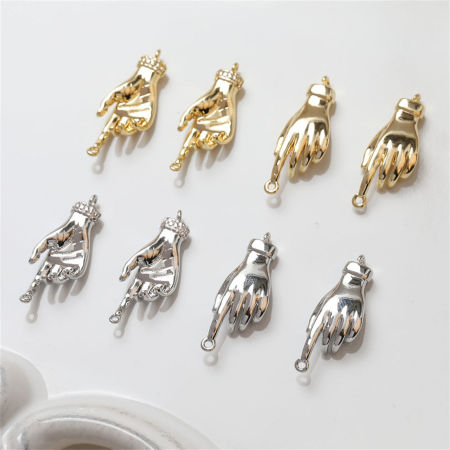 Image de 1 Pièce Connecteurs Pendentifs Breloques en Laiton Main 3D 22.5mm x 6.5mm